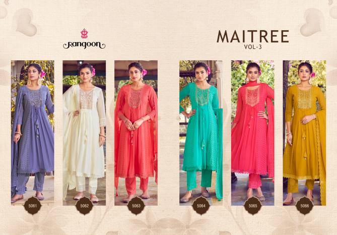Maitree Vol 3 By Rangoon Embroidery Georgette Kurti With Bottom Dupatta Wholesale Market In Surat
